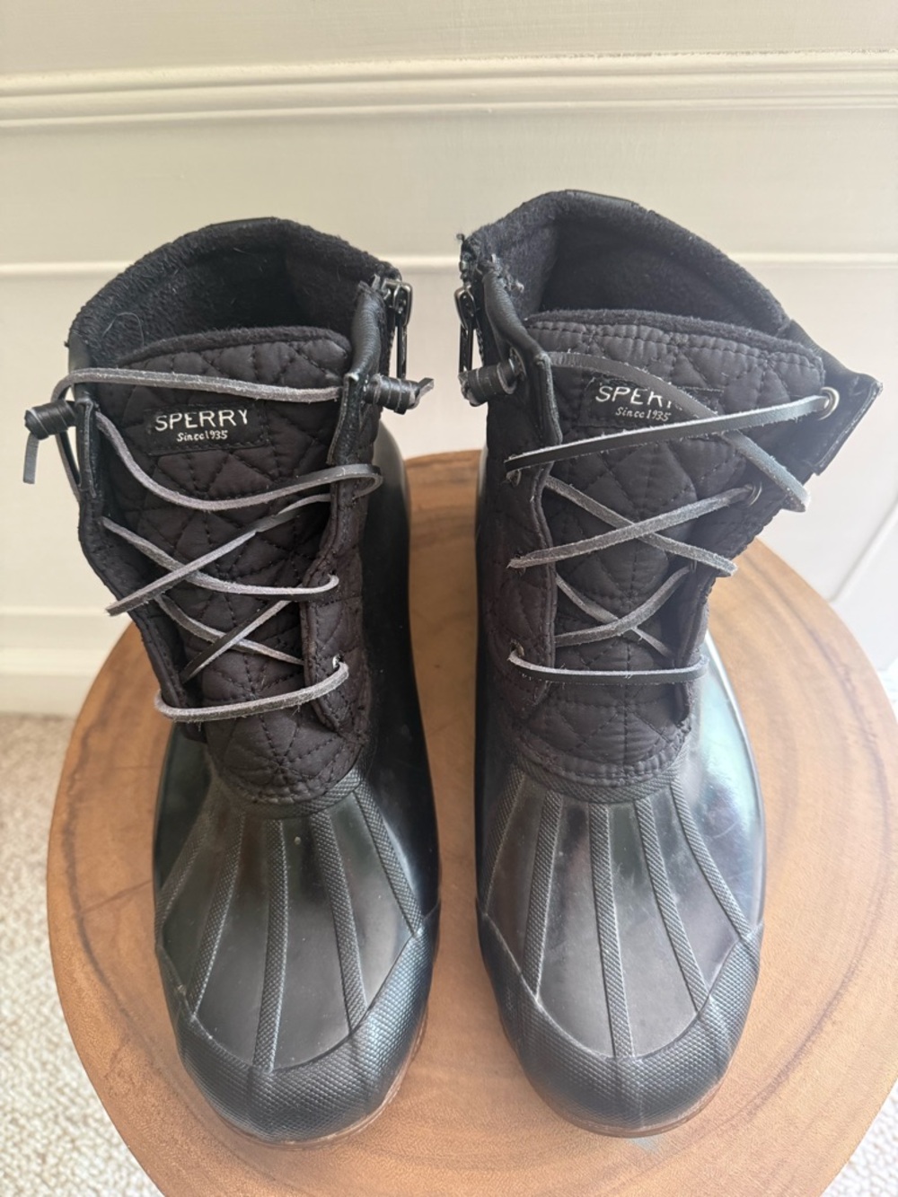 Sperry Women's Black Quilted Waterproof Duck Boots
